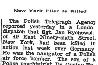 Item in New York Herald Tribune about his death